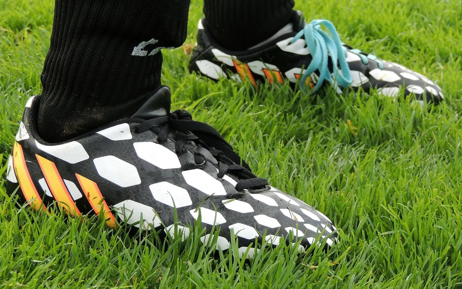 Football boots, grass and nature